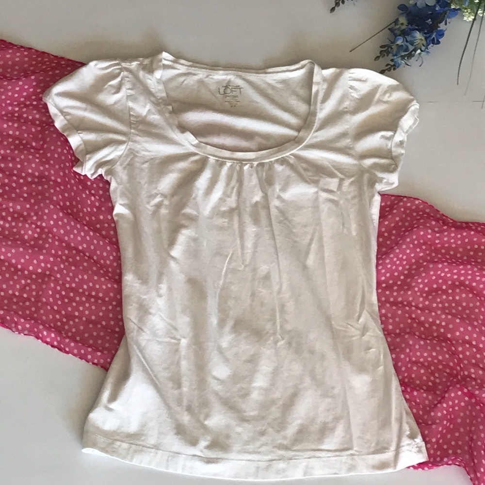 LOFT Scoop Neck Tee, Winter White XSP